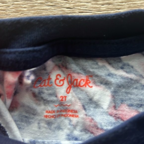 Cat & Jack Patriotic Tie Dye Pocket Tee and Red Shorts Set size 2T - Picture 7 of 10